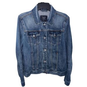 Vintage Abercrombie & Fitch 100% Cotton Denim‎ Blue Jean Jacket Women Size Large